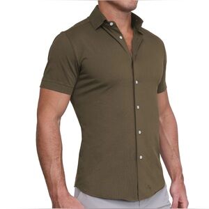 State And Liberty Short Sleeve Button Down, Brown- Men’s XL NWOT